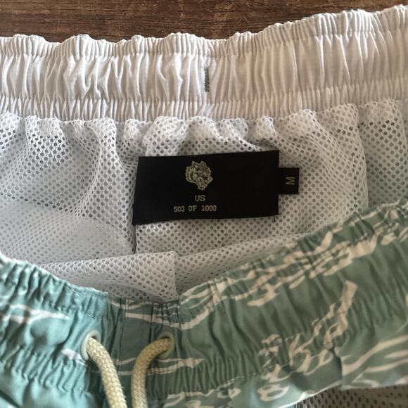 Green and white wolves swim trunks Medium - Picture 6 of 6